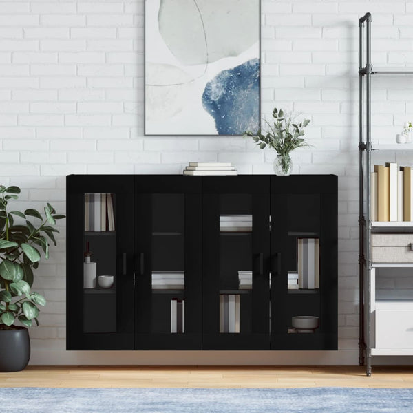Wandschrank Sybilla schwarz (2 Stück, Holz)