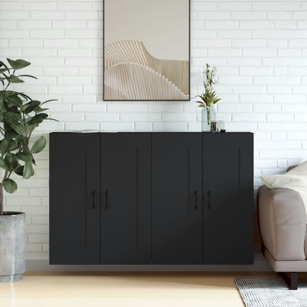 Wandmontierte schwarze Schränke Vicoria (2 Stück Holz)