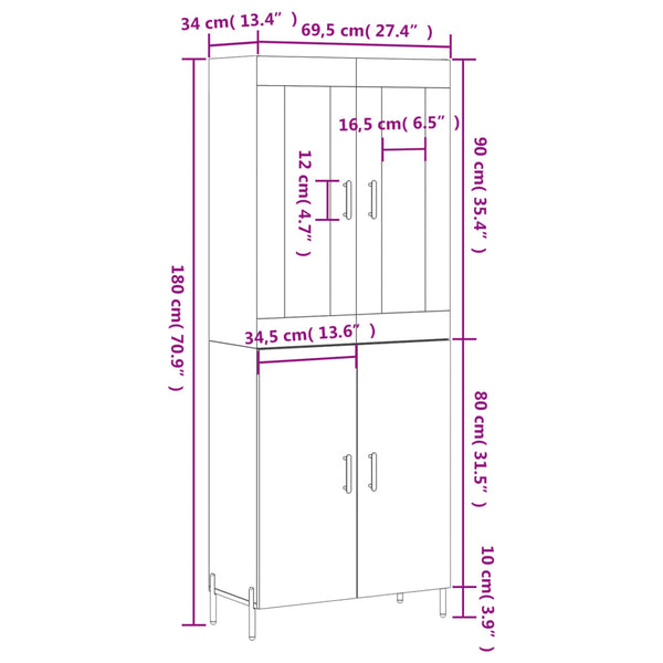 Grauer Jurgen-Schrank 69,5x34x180cm (Holz)