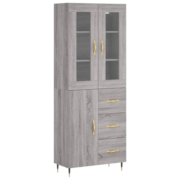 69,5x34x180cm grauer Holzschrank Rivelinio