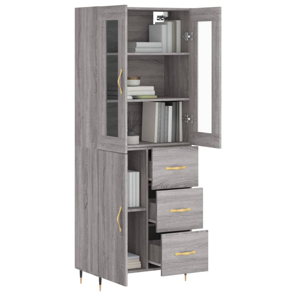 69,5x34x180cm grauer Holzschrank Rivelinio