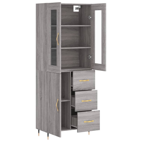 69,5x34x180cm grauer Holzschrank Rivelinio
