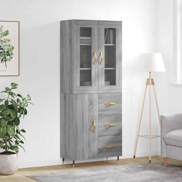 69,5x34x180cm grauer Holzschrank Rivelinio