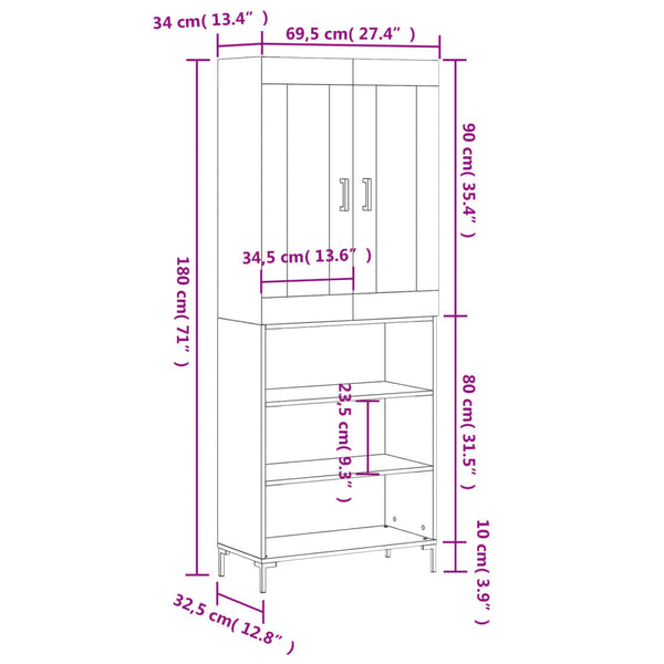 Kimberley grauer Schrank 69,5x34x180cm (Holz)