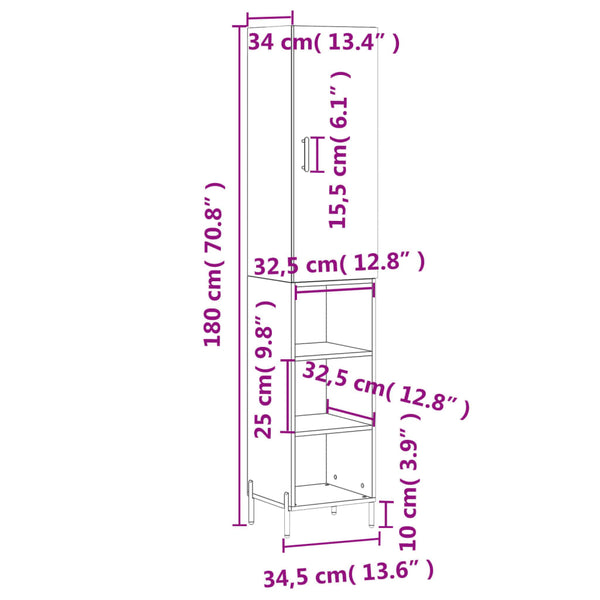 Schrank Cenuse weiß 34,5x34x180cm (Material Holz)