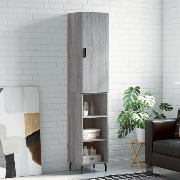 Schrank Christol, grau, 34,5x34x180cm (Holzmaterial)