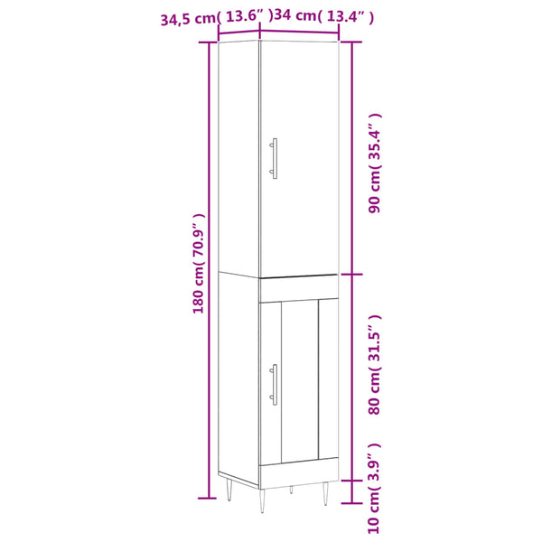 Fuchs grauer Schrank, Maße 34,5x34x180cm (Holz)