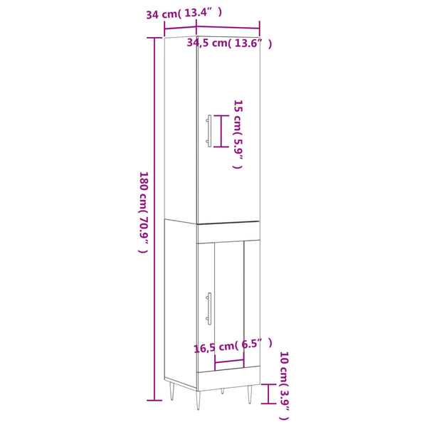 Schrank Fuchs grau, Maße 34,5x34x180cm (Holz)