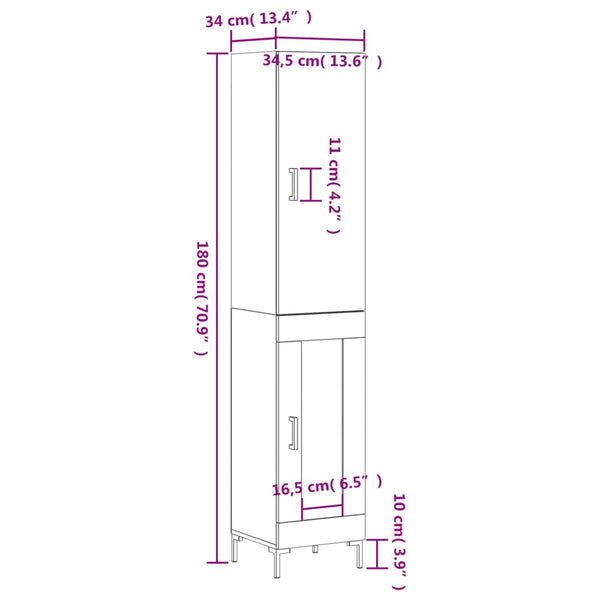 Weißer Edie Schrank 34,5x34x180cm (Material Holz)