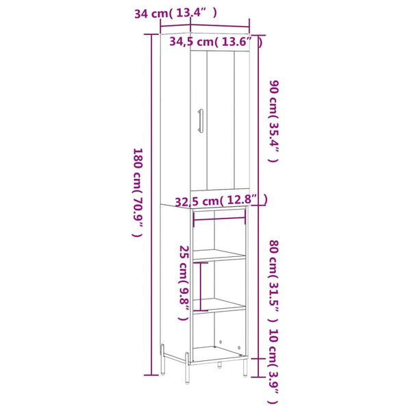 Schrank Titinia grau 34,5x34x180cm (Holz)