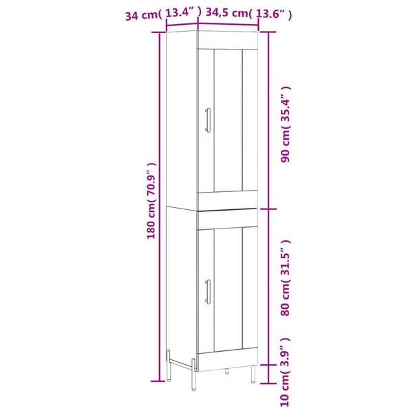 Titinia grauer Schrank 34,5x34x180cm (Holz)