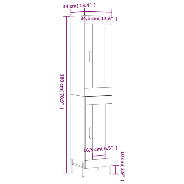 Grauer Titinia-Schrank 34,5x34x180cm (Holz)
