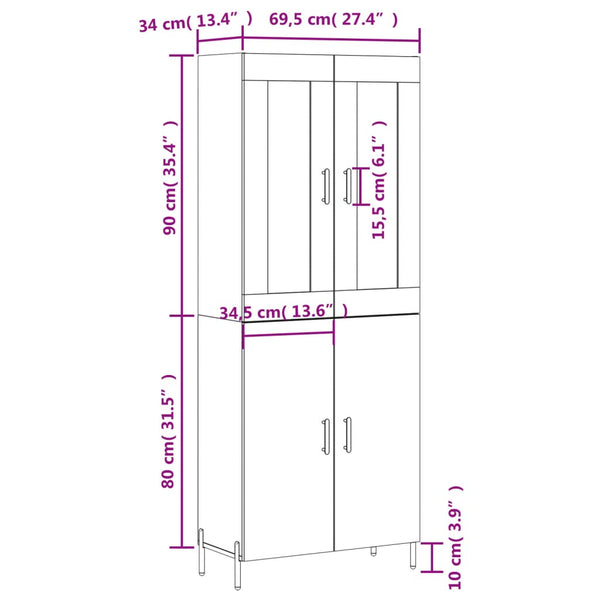 Zlote grauer Schrank 69,5x34x180cm (Holz)