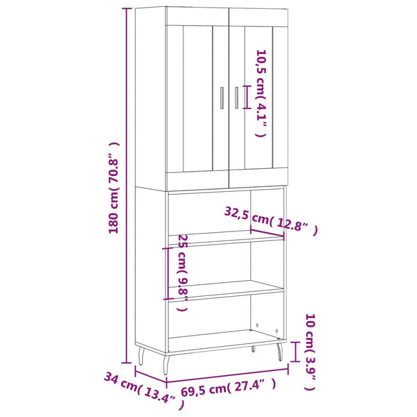 Dines Schrank, grau, 69,5x34x180cm (Holz)