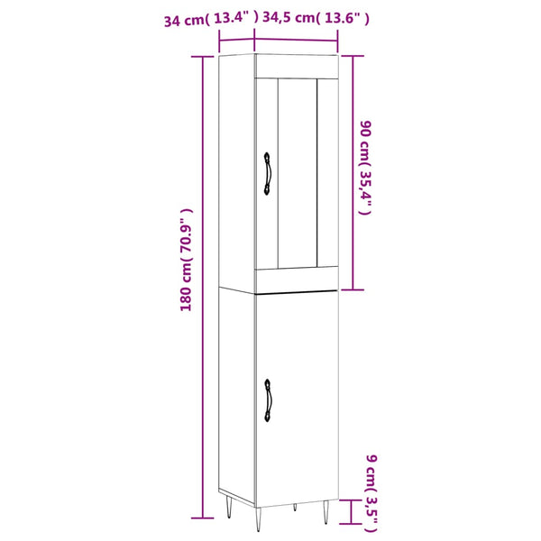 Schrank Samiza, betongrau, Maße 34,5x34x180cm (Holz)