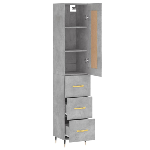 Betongrauer Schrank, Modell Samiza, 34,5x34x180cm (Holz)