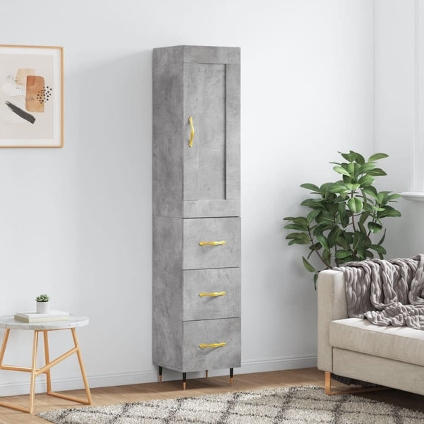 Betongrauer Schrank, Modell Samiza, 34,5x34x180cm (Holz)