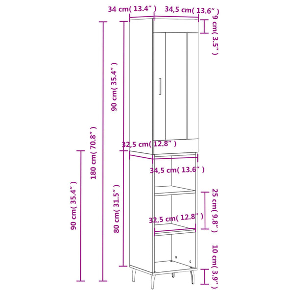 34,5x34x180cm weißer Schrank Condilia (Holz)