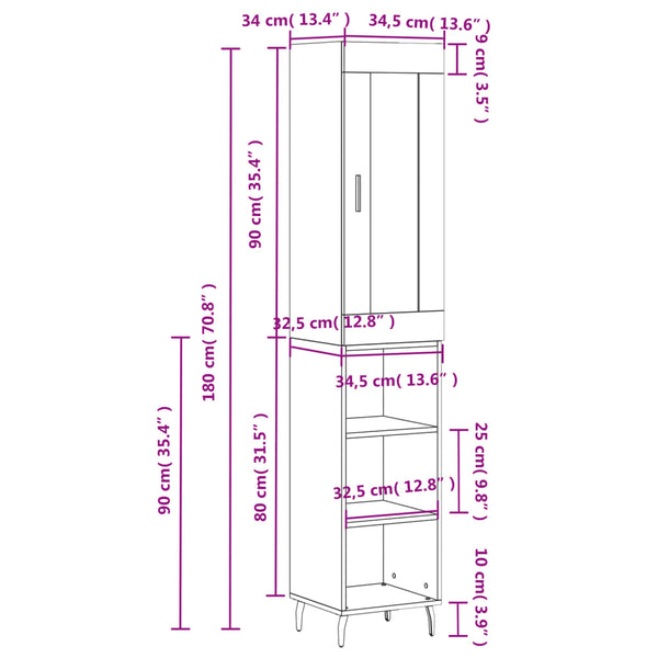 Betongrauer Condilia Schrank 34,5x34x180cm (Holz)