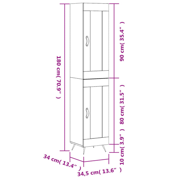 Wilhelme grauer Schrank 34,5x34x180cm (Holz)