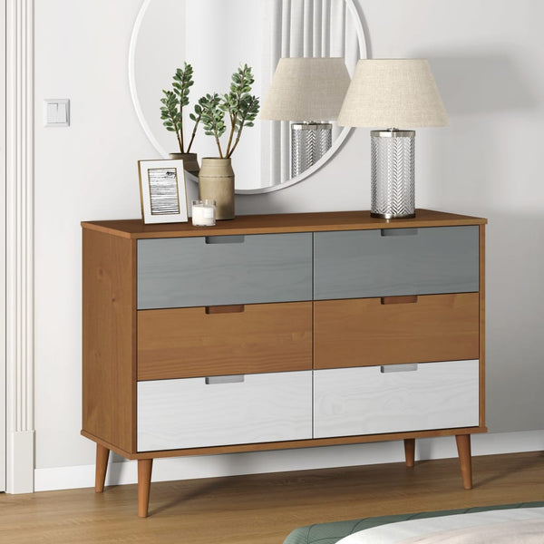 Brauner Schrank Molde Jenei 113x40x80cm (Kiefer)