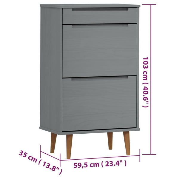 Grauer Schuhschrank molde Leorint 59,5x35x103cm (Kiefer)