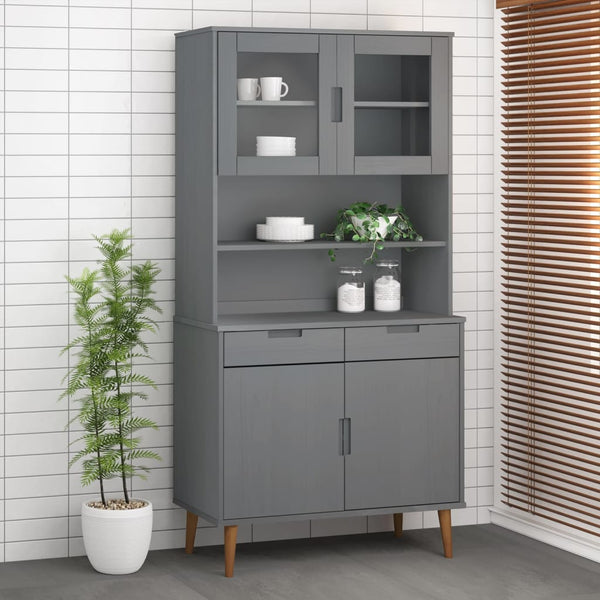 Grauer Oberschrank Molde Vuchita 90x35x100cm (Kiefer)