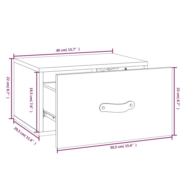 Graue wandmontierte Nachttische Cioinigel 40x29,5x22cm (2 St.)
