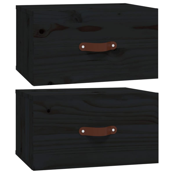 Schwarze wandmontierte Nachttische Cioinigel 40x29,5x22cm (2 St.)