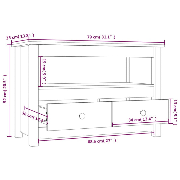 Schwarzer TV-Schrank Carpo 79x35x52cm (Kiefer)