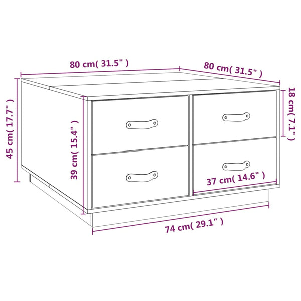Couchtisch Iverson 80x80x45cm (Kiefer, grau)