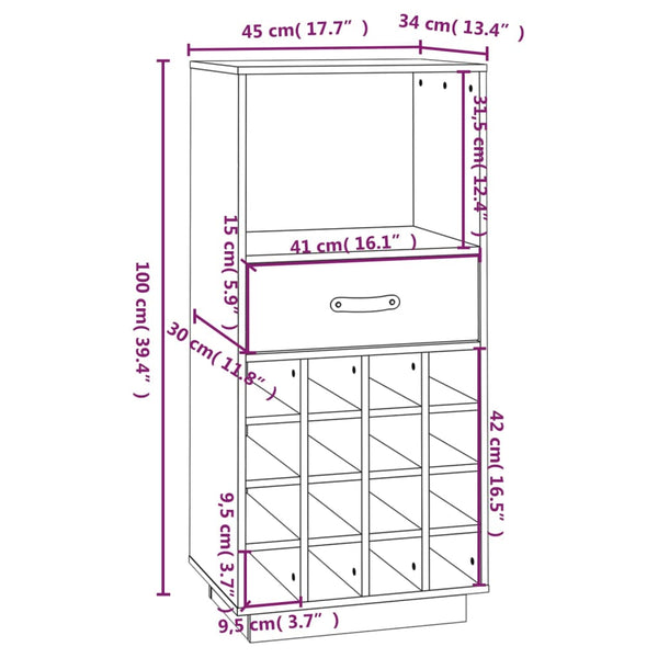 Weinschrank Dobrinciu 45x34x100cm (Kiefer)