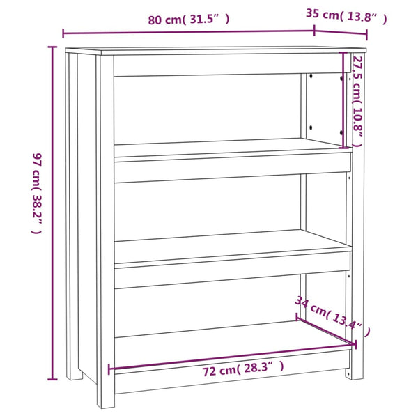 Kirjahylly Crisantie 80x35x97cm (mänty)