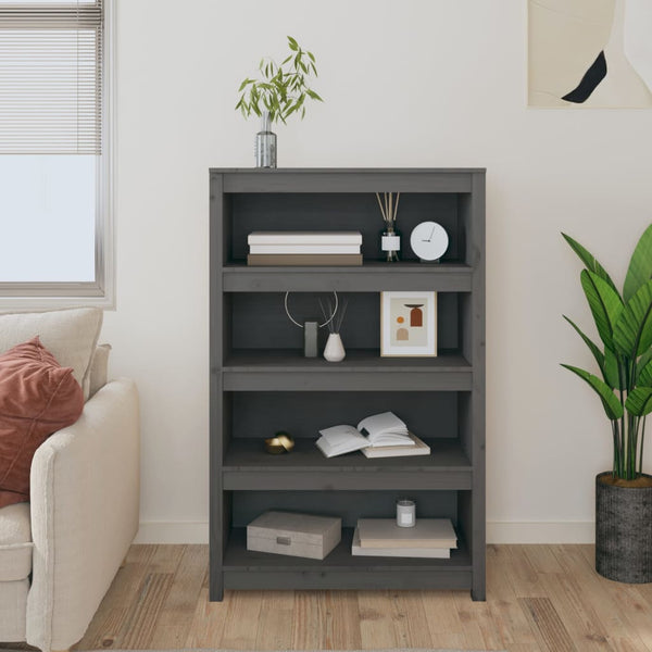 Harmaa kirjahylly Crisantie 80x35x126cm (mänty)