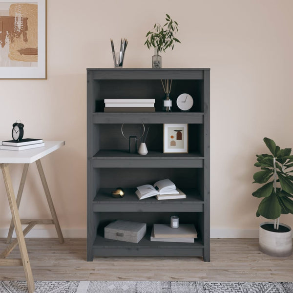 Harmaa kirjahylly Crisantie 80x35x126cm (mänty)