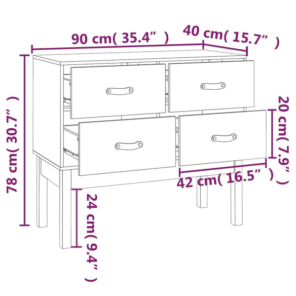 Grauer Konsolenschrank Smeurica 90x40x78cm (Kiefer)