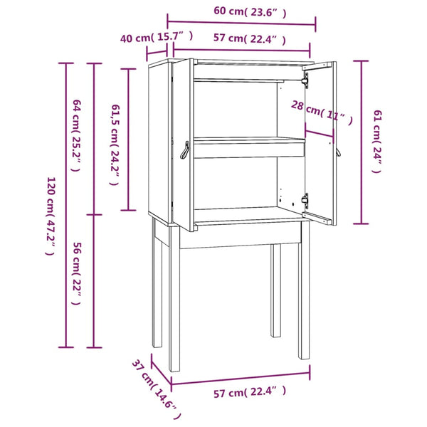 Grauer Schrank Ilaro 60x40x120cm (Kiefer)