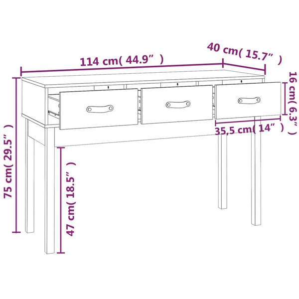 Grauer Konsolentisch Heincz 114x40x75cm (Kiefer)