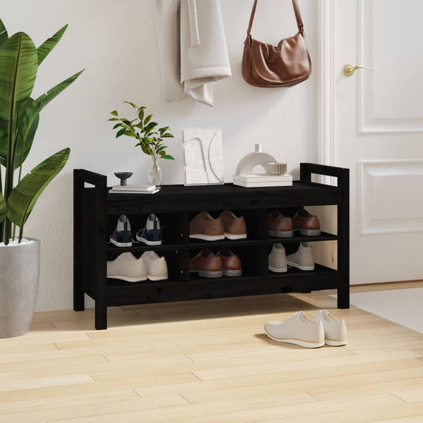 Schwarze Flurbank Garofina 110x40x60cm (Kiefer)