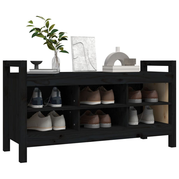 Schwarze Flurbank Garofina 110x40x60cm (Kiefer)