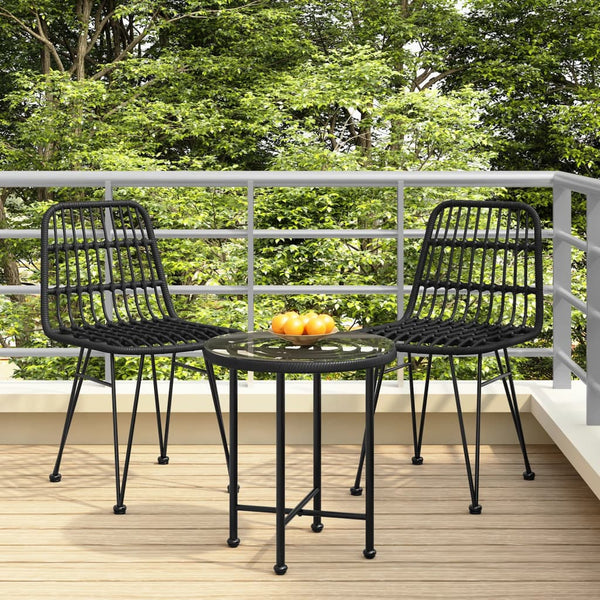 Schwarze Gartenstühle Maiorescu 48x62x84cm (2er-Set aus Rattan)