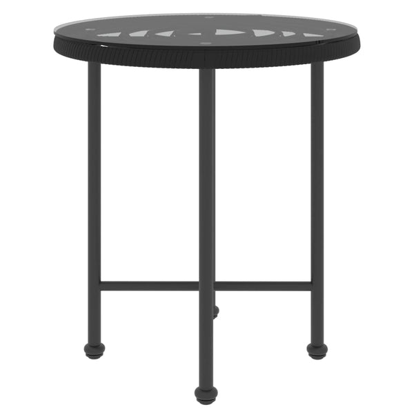 Schwarzer Esstisch Odisea Ø50cm (Hartglas und Stahl)