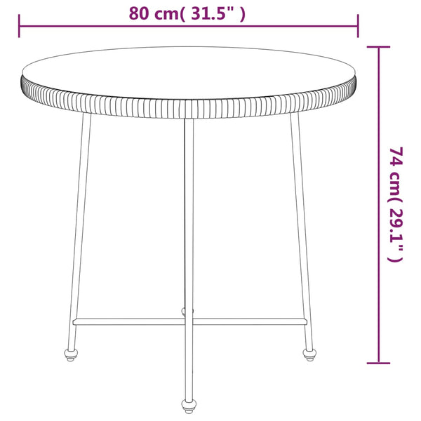 Musta ruokapöytä Odisea Ø80cm (karkaistu lasi ja teräs)