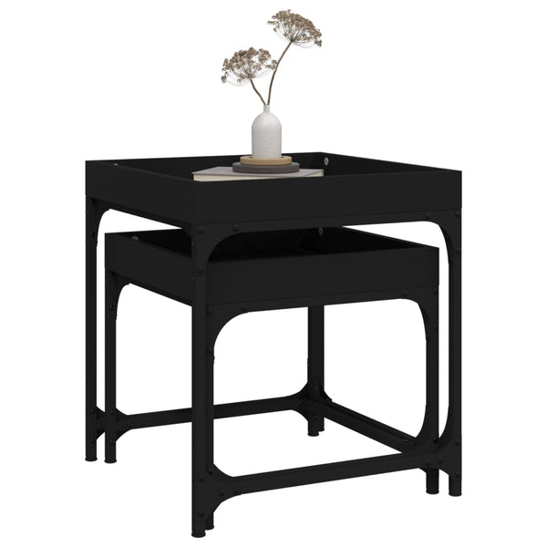 Schwarze Beistelltische Literar (2 Stück aus Holz)