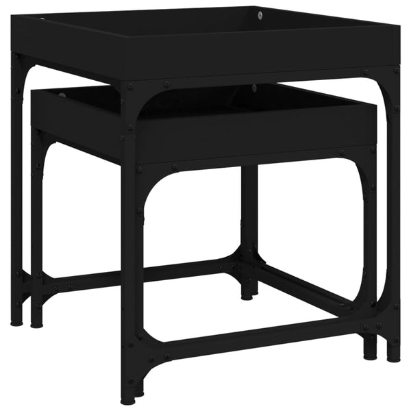 Schwarze Beistelltische Literar (2 Stück aus Holz)