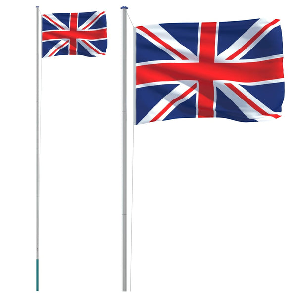 Großbritanniens Flagge und Fahnenmast Cayden 6,23 m (Aluminium)