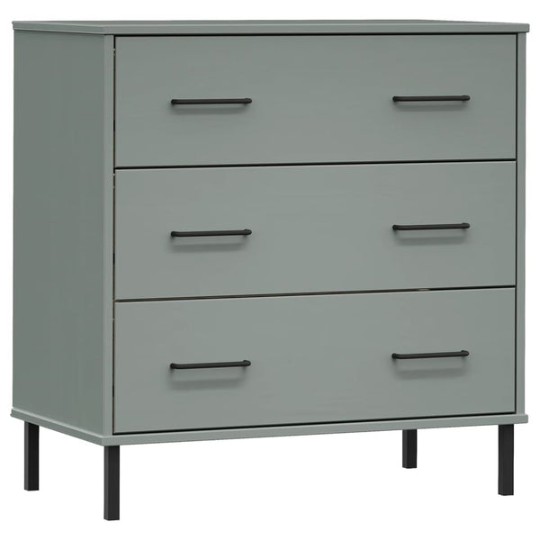 Graues Sideboard mit 3 Schubladen Georg 77x40x79,5cm (Massivholz Oslo)