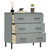 Graues Sideboard mit 3 Schubladen Georg 77x40x79,5cm (Massivholz Oslo)
