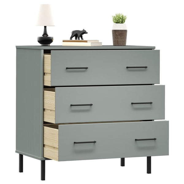 Graues Sideboard mit 3 Schubladen Georg 77x40x79,5cm (Massivholz Oslo)