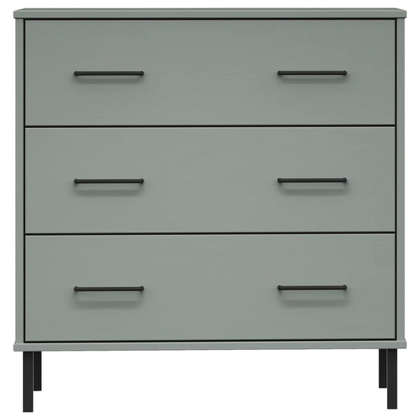 Graues Sideboard mit 3 Schubladen Georg 77x40x79,5cm (Massivholz Oslo)